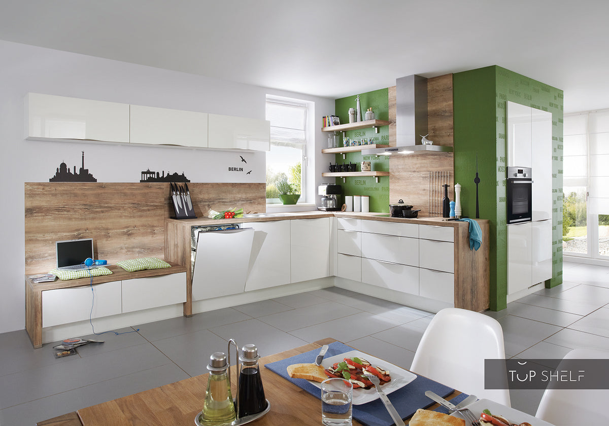 nobilia Winkelküche Eckküche Focus 460 Lack weiß ultra-hochglanz 370 x 290 + 120 cm konfigurierbar mit E-Geräten