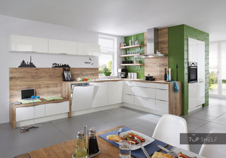 nobilia cuisine d'angle Focus 470 laqué blanc ultra-brillant 370 x 290 + 120 cm configurable - - sans appareils électriques / non