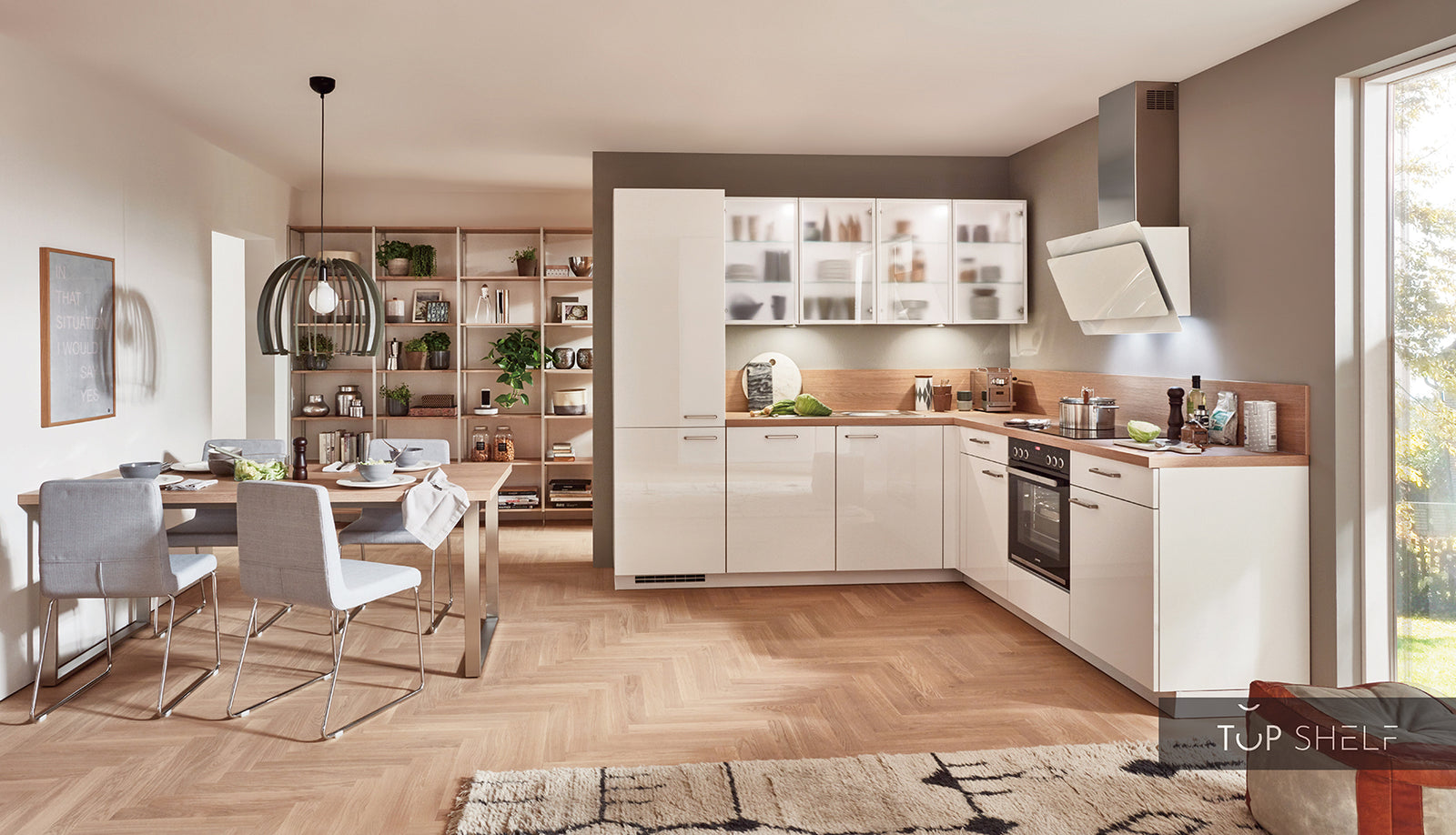nobilia Winkelküche Eckküche Focus 470 Lack Alpinweiß ultra-hochglanz 250x250cm konfigurierbar mit E-Geräte spiegelverkehrt