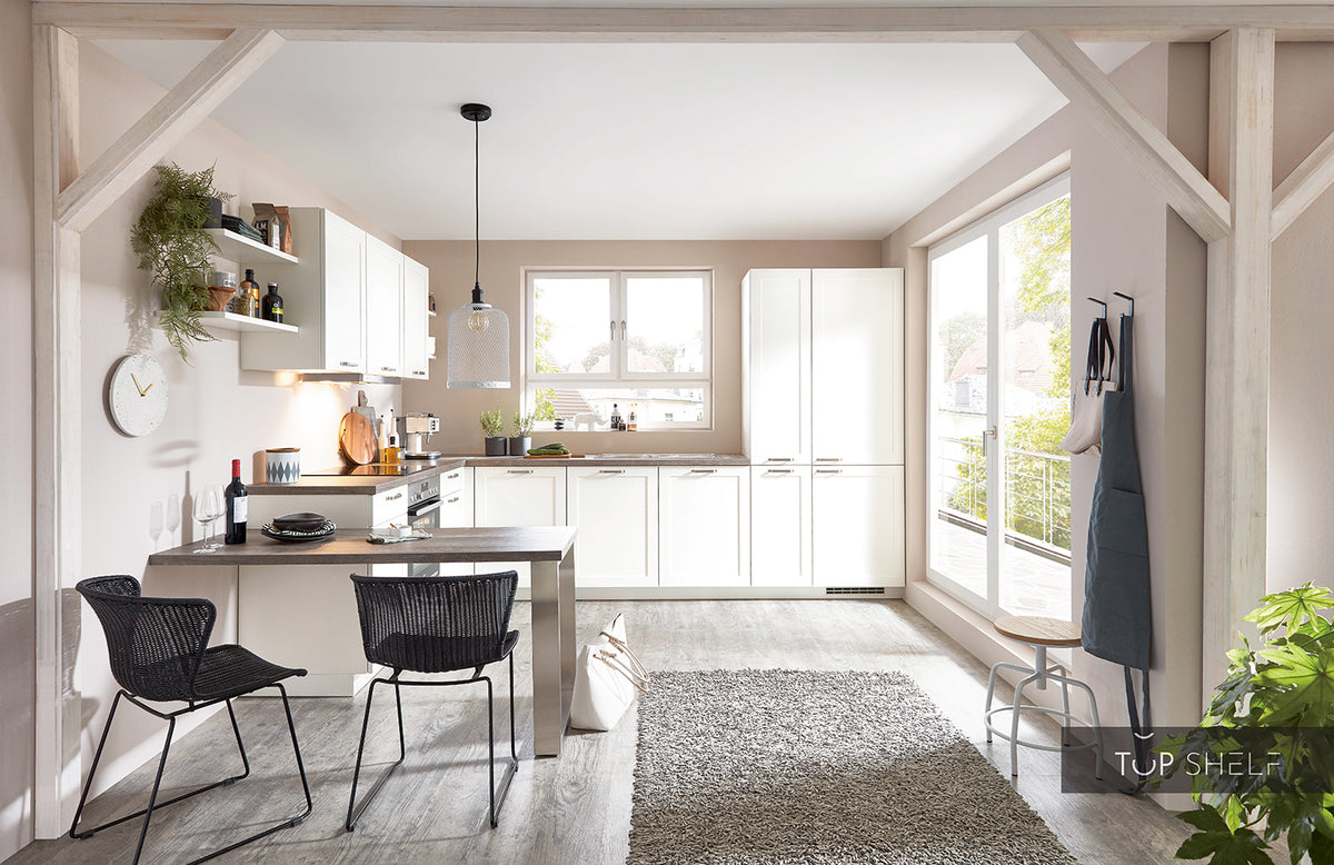nobilia Winkelküche Eckküche Nordic 782 Lack Weiss matt 345x290 cm konfigurierbar mit E-Geräten