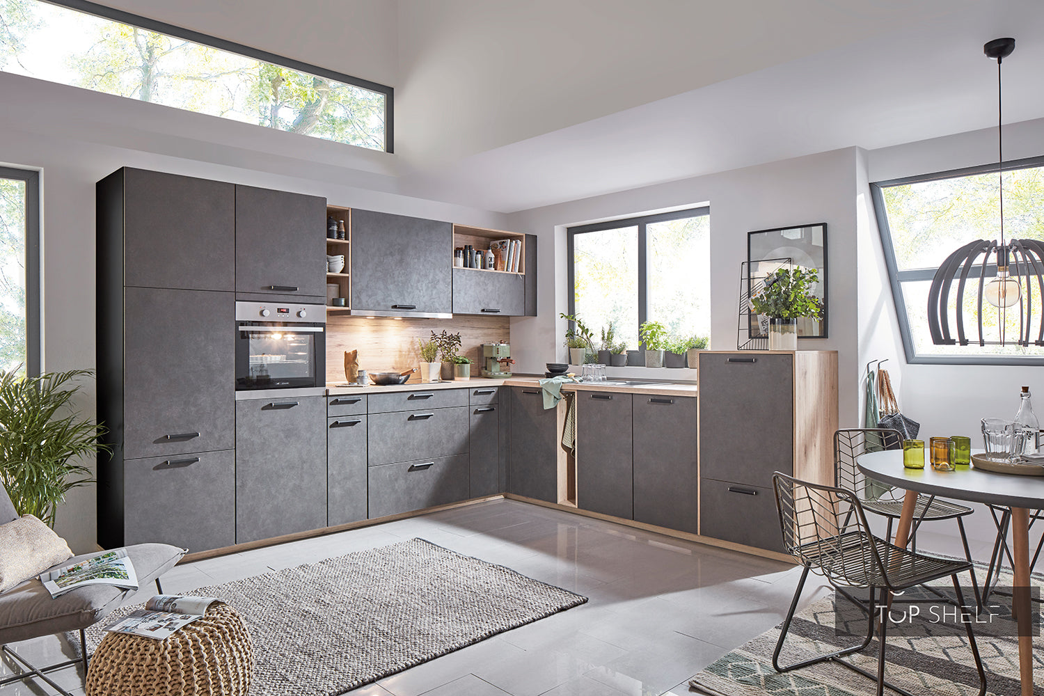 nobilia Winkelküche Eckküche Riva 839 Beton Terragrau 335 x 300 cm Küche konfigurierbar mit E-Geräten-topshousehelf.com seitenverkehrt