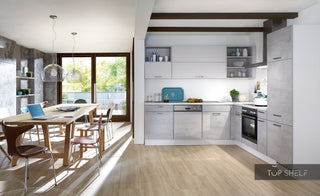 nobilia corner kitchen corner kitchen Riva 892 concrete gray 250 x 250 cm configurable - - without Electrical Appliances / no