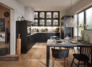 nobilia Winkelküche Eckküche Sylt 851 Lack Schwarz matt 290x250+120cm konfigurierbar mit E-Geräten spiegelverkehrt