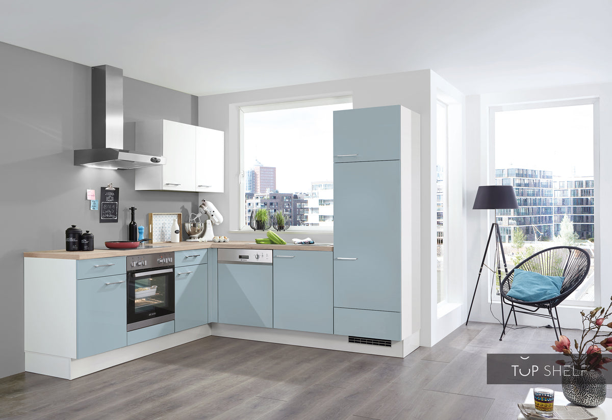 nobilia Winkelküche Eckküche Touch 337 Lacklaminat, Aqua supermatt 250x250 cm konfigurierbar mit E-Geräte