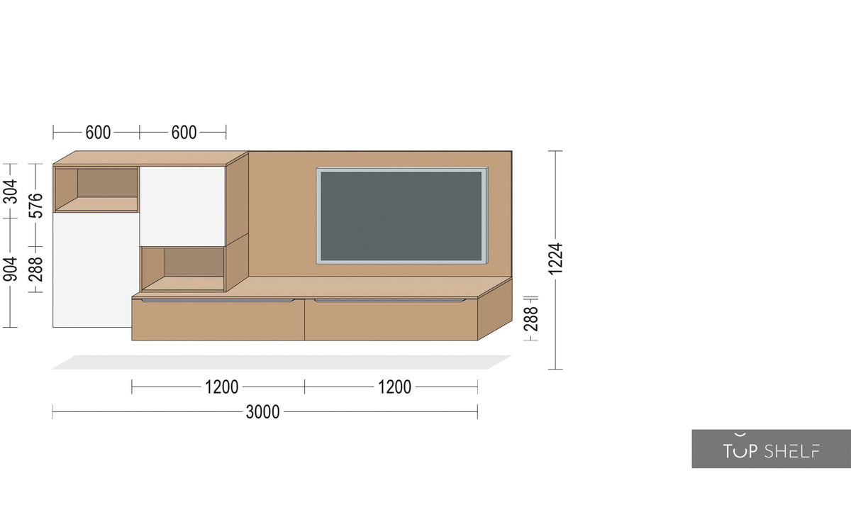 nobilia Wohnwand Lowboards Wohnzimmer Set 300 cm STRUCTURA 405 Eiche Sierra Nachbildung