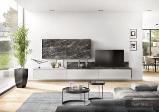 nobilia living wall lowboards living room set 363 cm touch 338 silk gray super matte - COLOR CONCEPT 274 Teramo Marble Imitation / Touch 338 Silk Grey Super Matt / without accessories