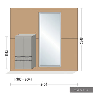 nobilia begehbarer offener Kleiderschrank Ankleiderzimmer 240 cm + 360 cm + 240cm Touch 341 Steingrau supermatt