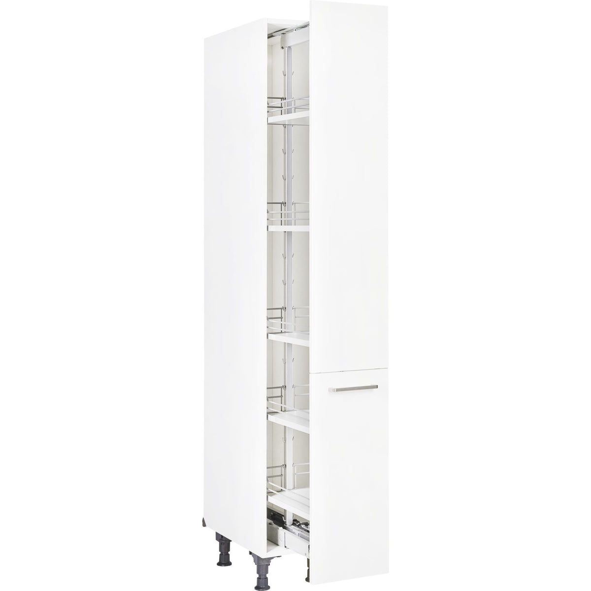 nobilia elements Apothekerschrank HDA30-1 30cm weiß 1 großer Auszug 5 Einhängekörbe Küchen-Hochschrank 332 Alpinweiss
