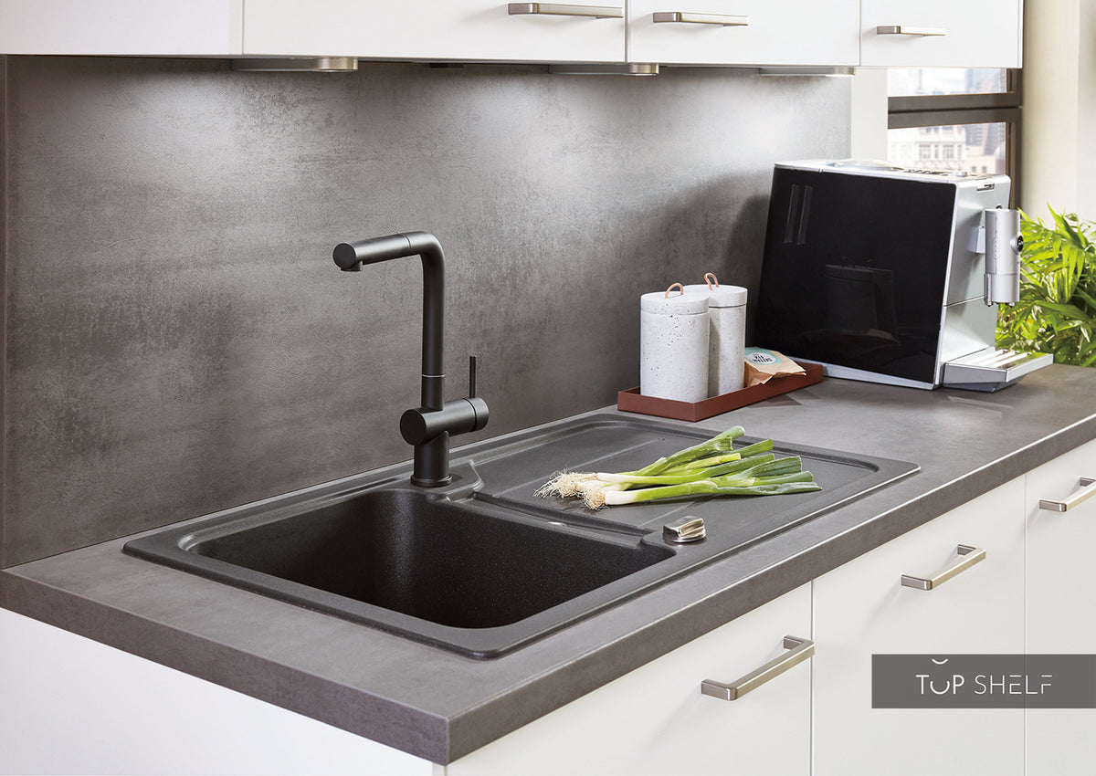 nobilia elements Arbeitsplatte 70 cm tief mit Rückwand 354 Beton Schiefergrau