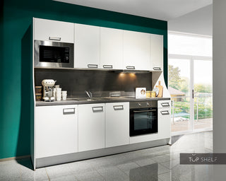 nobilia elements Einbauküche Dortmund 240 cm in Weiß modern sofort verfügbar ~ - ohne Elektrogeräte & Zubehör / 354 Beton Schiefergrau / nein