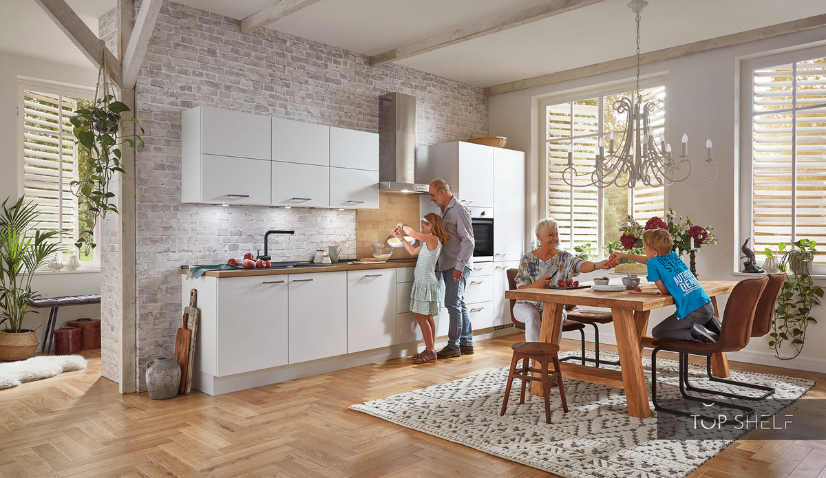 nobilia elements Küche Bremen komplett mit Elektrogeräten und Arbeitsplatte im Dekor Eiche Provence