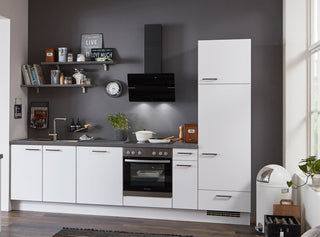 nobilia Cocina Kiel 300 cm completa - Línea de cocina Alpinweiß premontada configurable - 354 Hormigón gris pizarra / sin electrodomésticos y accesorios / no