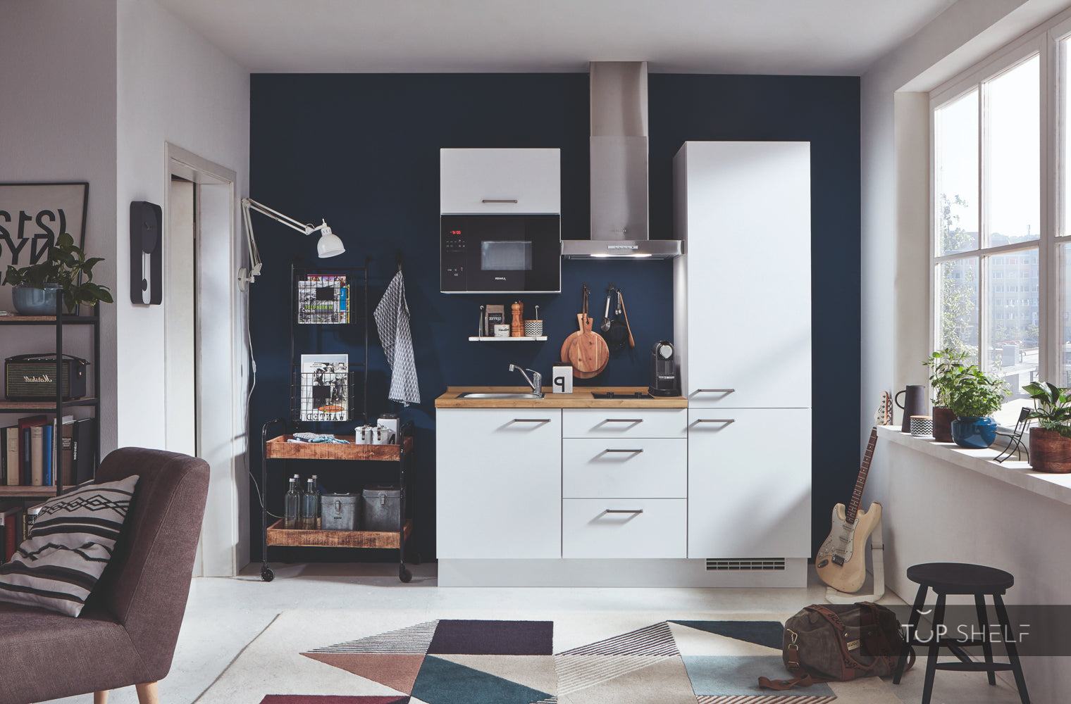 nobilia Miniküche Bremerhaven 180 cm komplett mit E-Geräten Weiß Singleküche konfigurierbar