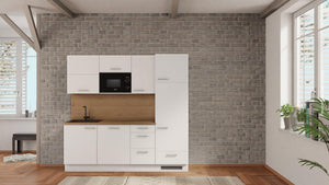 nobilia kleine küchenzeile Heidenheim an der Brenz 225 cm Weiß Eiche Provence mit Geschirspüler & Backofen