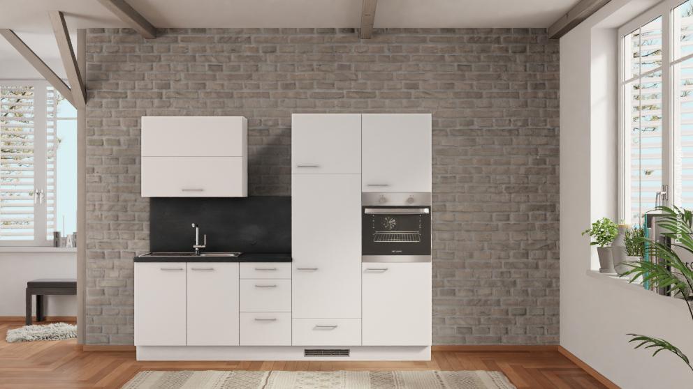 nobilia küche Hildesheim 255 cm Weiß matt Beton Schiefergrau mit e geräten