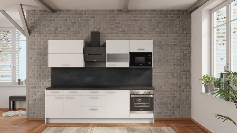nobilia küche Krefeld 270 cm günstig ab Werk kaufen Beton Schiefergrau komplett mit Kochfeld