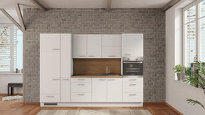 nobilia küche Leverkusen 300 cm Weiß matt angebot Eiche Provence mit Kühlschrank & Geschirspüler nobilia - topshousehelf.com