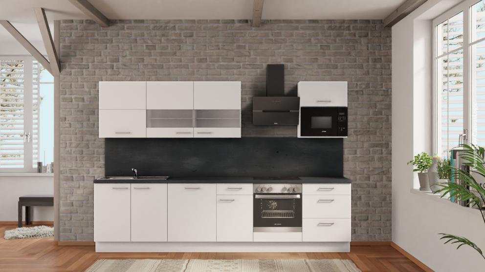 nobilia küche Wuppertal 315 cm modern Beton Schiefergrau Geschirspüler &amp; mit Elektrogeräten