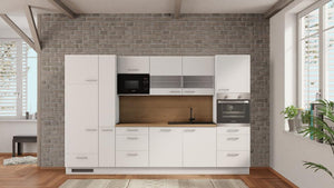 nobilia küche Freiburg 330 cm Weiß abverkauf Eiche Provence mit Kühlschrank & Geschirspüler