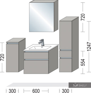 nobilia conjunto de muebles de baño lavabo con armario con espejo conjunto de baño 120 cm Touch 334 gris pizarra supermate - --- / Touch 334 Gris pizarra supermate / sin accesorios