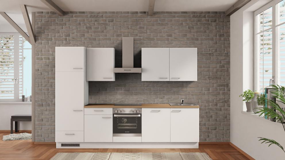nobilia Einbau Kuchenzeile Bottrop 300 cm Weiss Eiche Provence ohne Elektrogerate