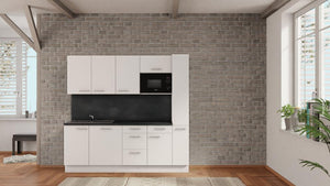nobilia Küche Herne 225 cm modern Beton Schiefergrau mit backofen & Geschirspüler