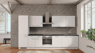 nobilia Cuisine en ligne Wolfenbüttel 375 cm blanc alpin mat béton gris ardoise -- Pas cher