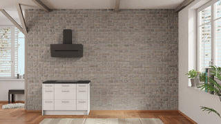 nobilia Minicuisine Dorsten 120 cm blanc alpin mat béton gris ardoise complète avec plaque de cuisson