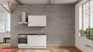 nobilia Petite cuisine Einbeck 180 cm blanc mat béton gris ardoise avec lave-vaisselle