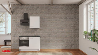 nobilia Minicuisine Plauen 120 cm blanc alpin mat béton gris ardoise __