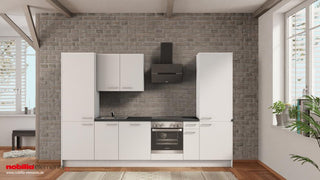 nobilia cuisine individuelle Meerbusch 315 cm blanc alpin mat béton gris ardoise