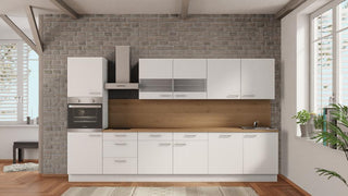 nobilia líneas de cocina Recklinghausen 360 cm blanco mate roble Sierra completo con placa de cocina