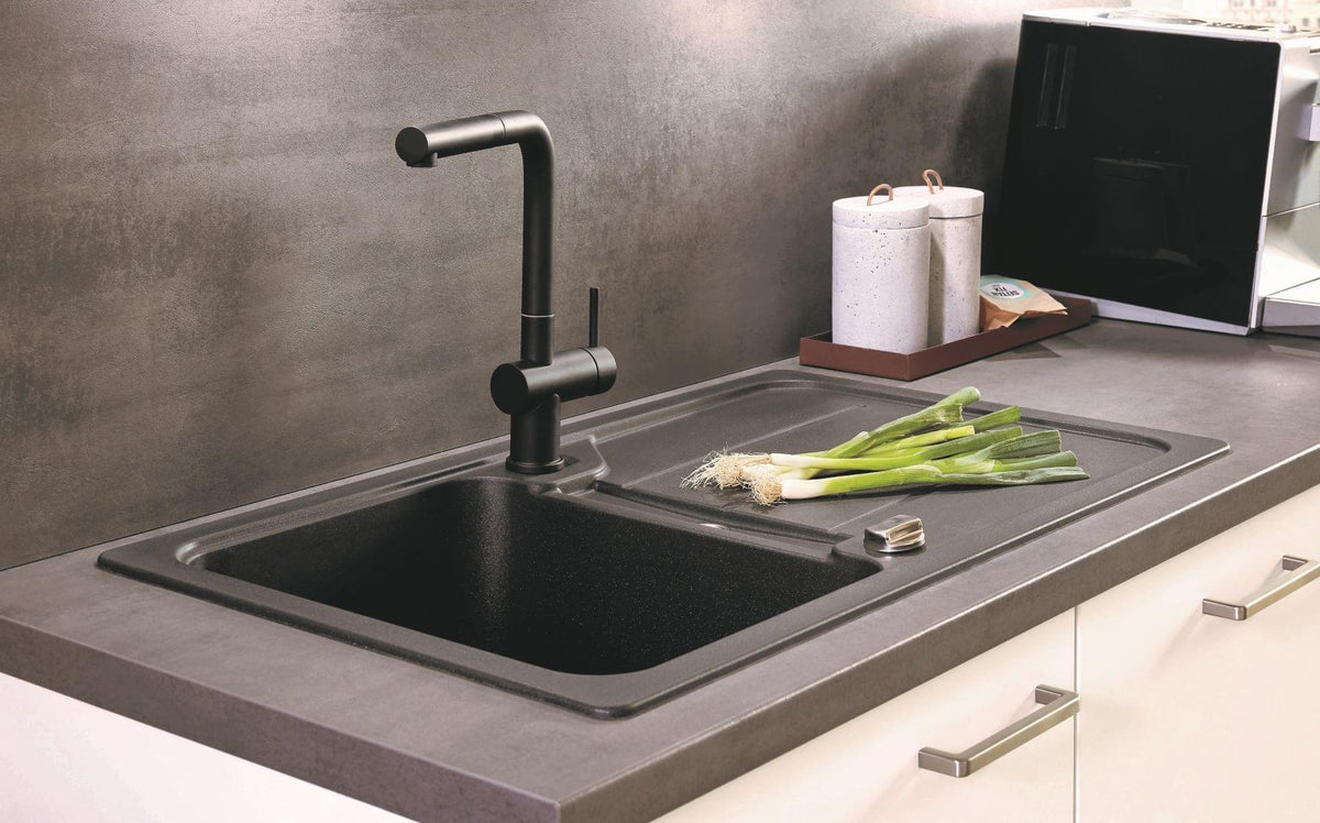 nobilia Küche Schweinfurt 330 cm Weiß matt Beton Schiefergrau komplette Einbauküche nobilia - topshousehelf.com