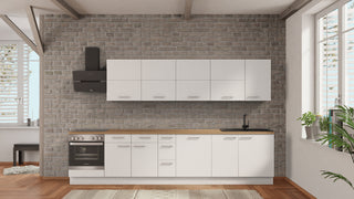 nobilia kitchen Schwäbisch Gmünd 345 cm Alpine white matte Oak Provence with appliances